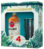 "Bacardi" Anejo Cuatro, в подарочной упаковке+ 1 стакан 