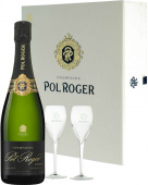 "Pol Roger" Brut Vintage, в подарочной упаковке+2 бокала