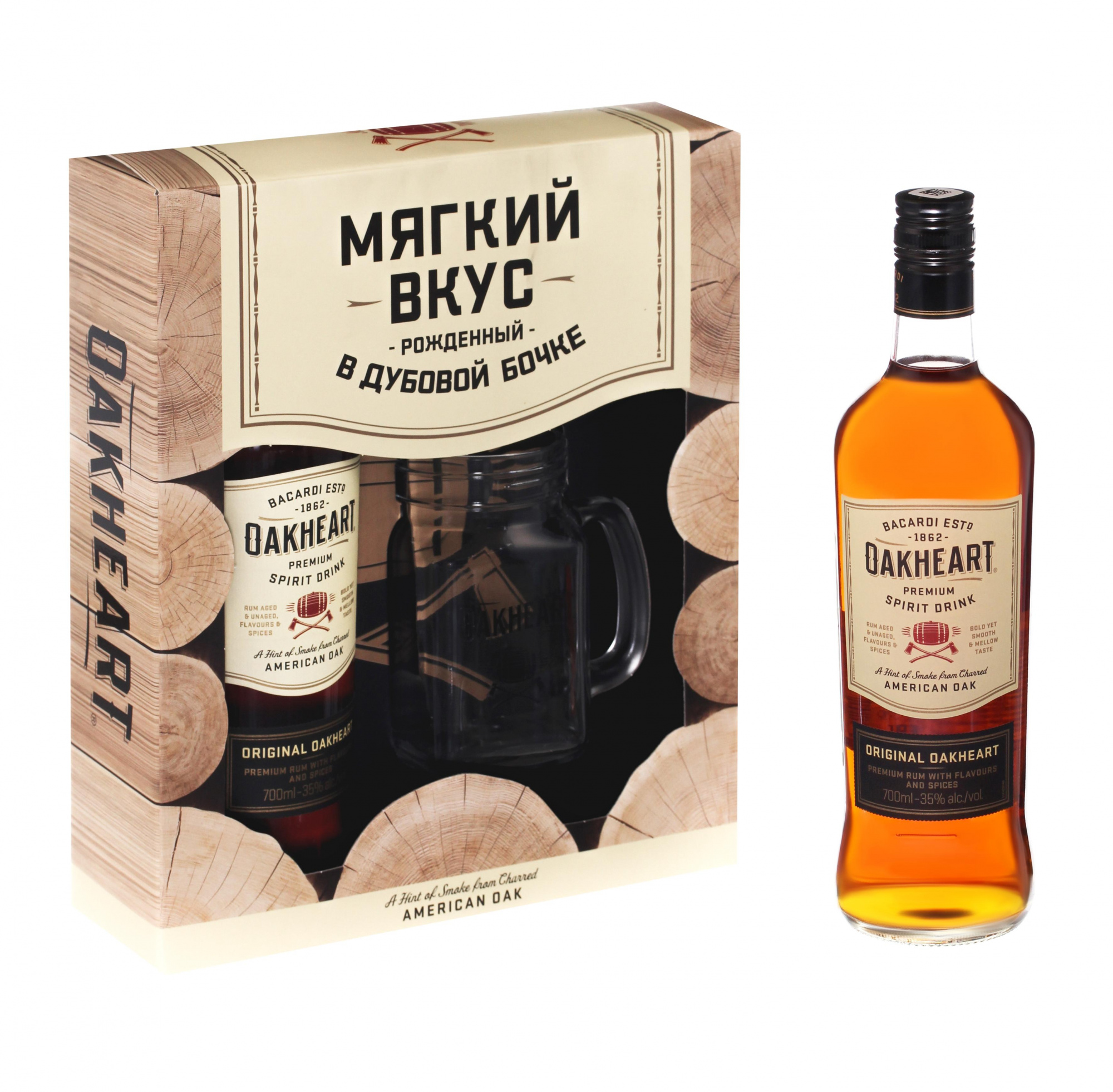 Ром Bacardi OakHeart, в подарочной упаковке + кружка - Drinkbay