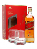 "Johnnie Walker" Red Label + 2 стакана, в подарочной упаковке 
