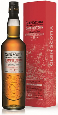 Glen Scotia Bordeaux Сask Finish 10 YO Festival Edition, в подарочной упаковке