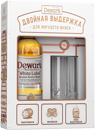 "Dewar's" White Label, в подарочной упаковке + стакан